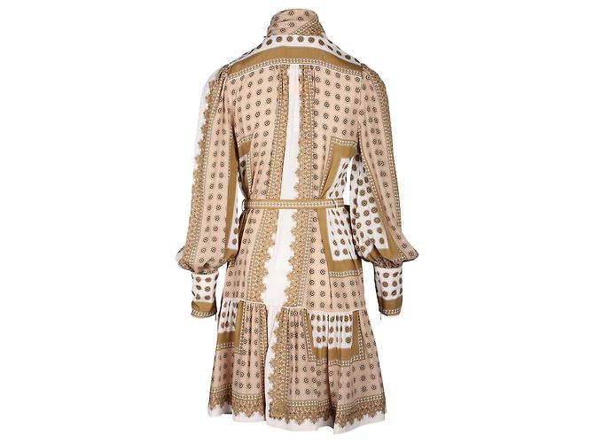 Minivestido con bufanda estampada en algodón marrón de Zimmermann - vista 3