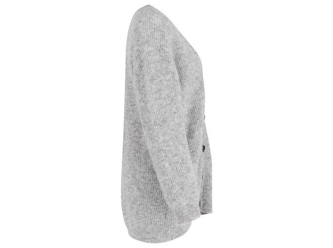 Ganni Langarm-Strickjacke aus grauem Mohair - Ansicht 2