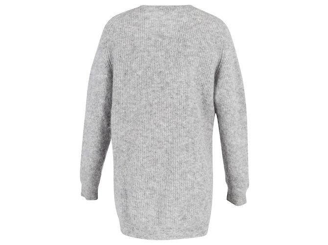 Ganni Langarm-Strickjacke aus grauem Mohair - Ansicht 3