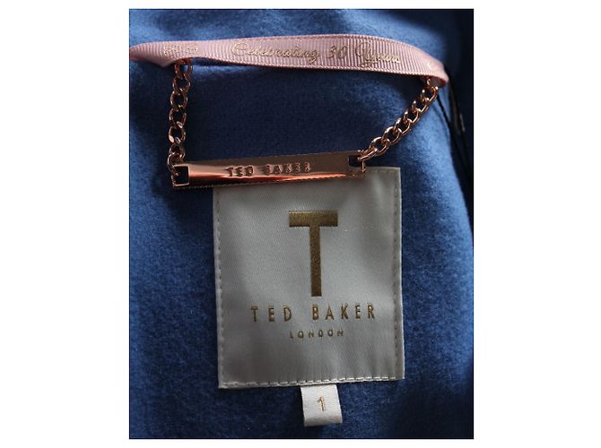 Ted Baker Mid Blue Coat with Floral Pattern Lining - view 5