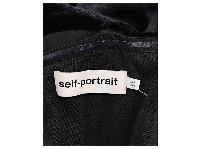 Self portrait Mini abito in velluto nero impreziosito da cristalli autoritratto - vista 3