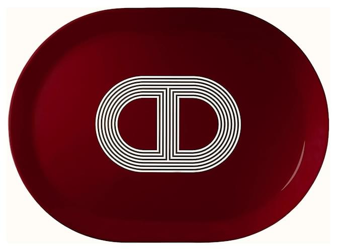 Service Hermès Rallye 24 – 2 Mini-plaques Ovales Blanches Porcelaine – Neuf