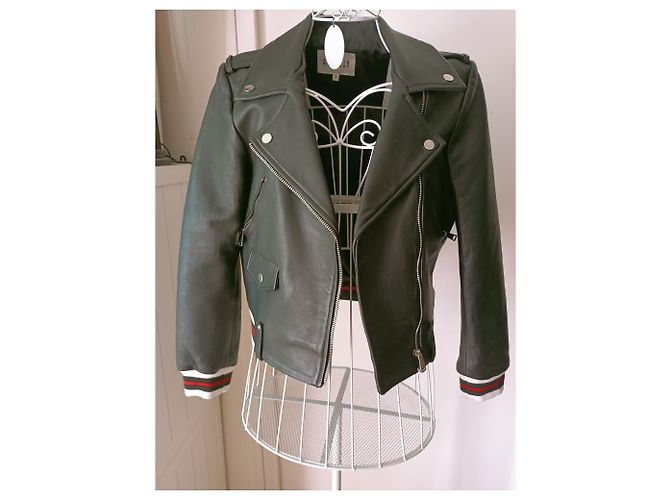 Claudie Pierlot Schwarze Lederjacke Biker Stil - Ansicht 2