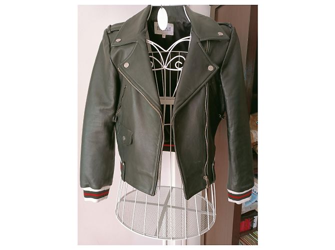 Claudie Pierlot Schwarze Lederjacke Biker Stil - Ansicht 3