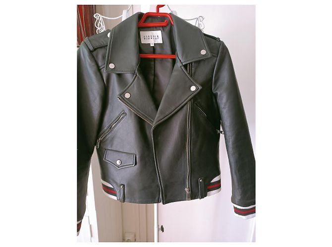 Claudie Pierlot Schwarze Lederjacke Biker Stil - Ansicht 5