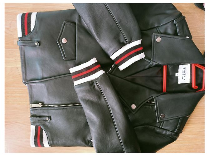 Claudie Pierlot Schwarze Lederjacke Biker Stil - Ansicht 8