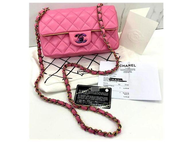 Minibolso con solapa rectangular rosa Timeless de Chanel - vista 9