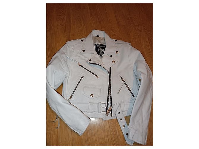 Autre Marque Perfecto white leather biker jacket - view 8