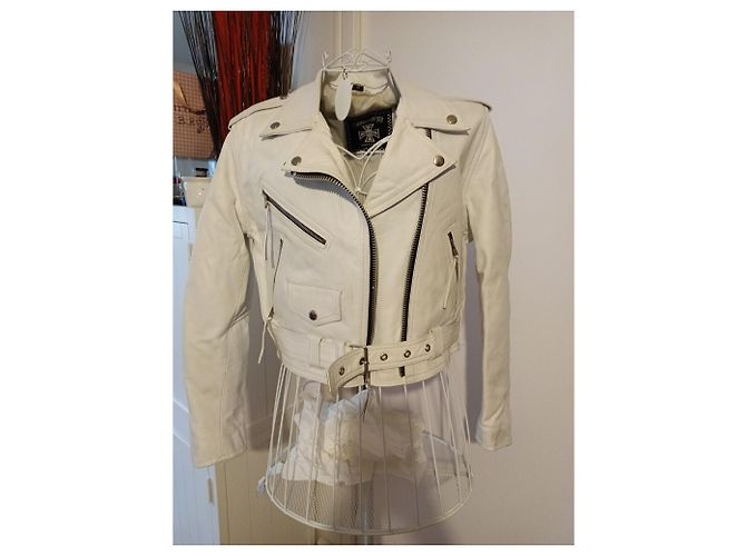 Autre Marque Perfecto white leather biker jacket - view 3