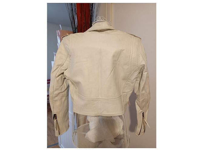 Autre Marque Perfecto white leather biker jacket - view 4