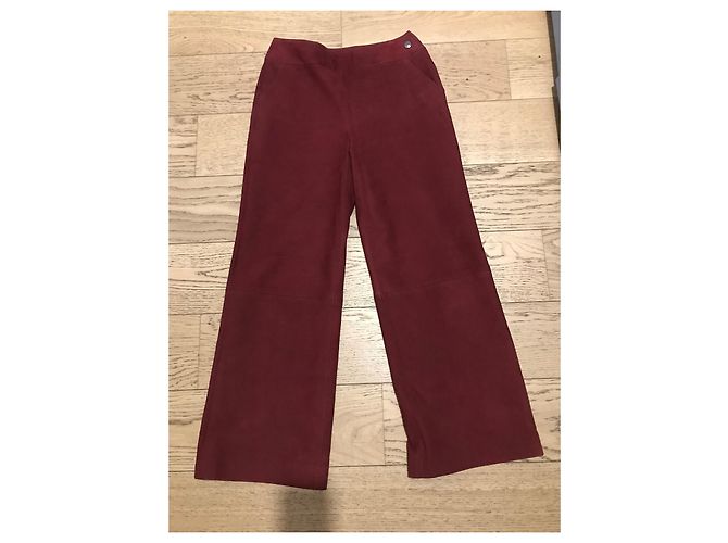 Chanel Lammlederhose mit Wildleder-Effekt Bordeaux - Ansicht 2