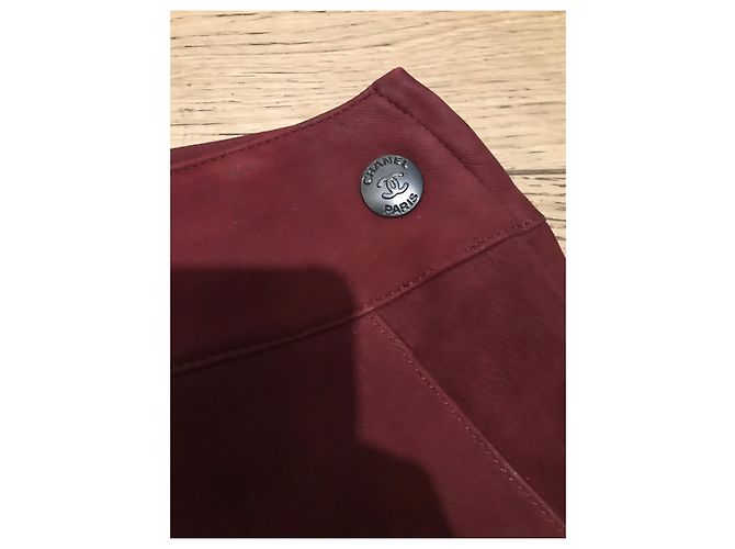 Chanel Lammlederhose mit Wildleder-Effekt Bordeaux - Ansicht 3