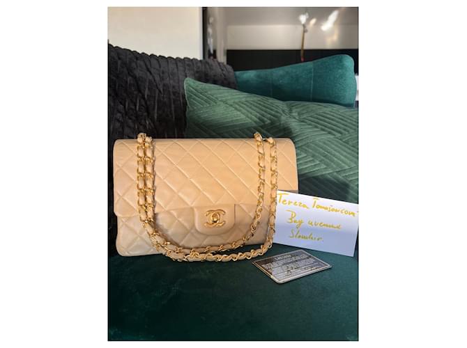 Timeless Chanel mittel gefütterte Klappe Beige - Ansicht 2