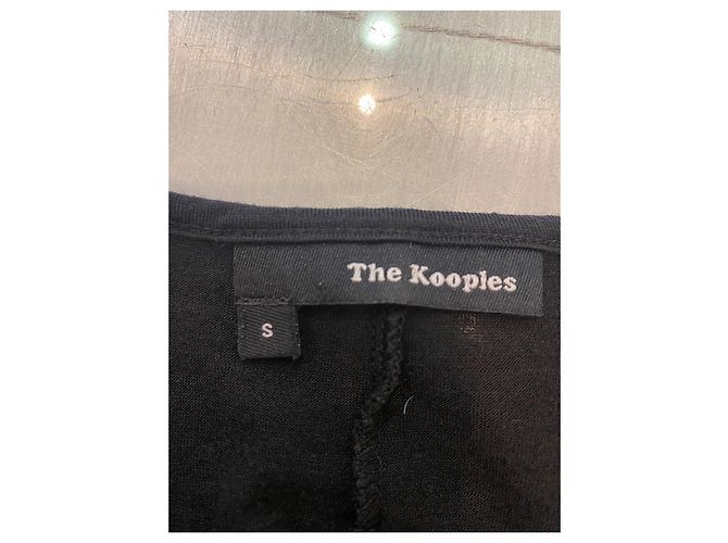 The Kooples Top in seta e viscosa nero maniche 3/4 - vista 6