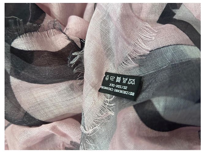 Chanel Schal aus Kaschmir und Seide Rosa Grau Pink - Ansicht 3