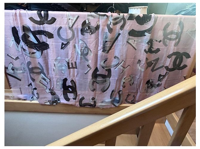 Chanel Schal aus Kaschmir und Seide Rosa Grau Pink - Ansicht 4