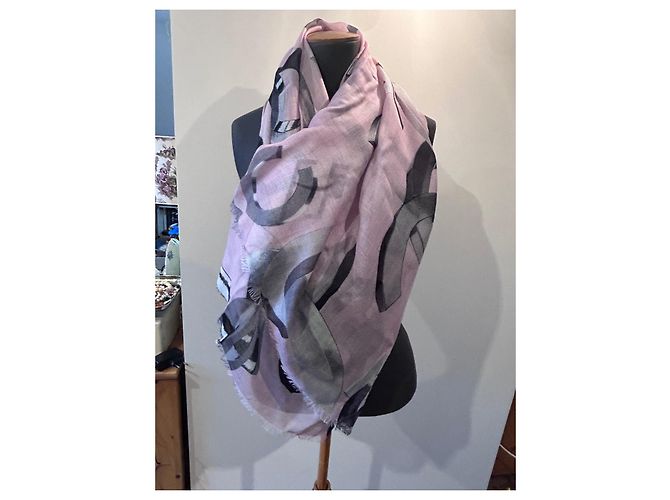 Chanel Schal aus Kaschmir und Seide Rosa Grau Pink - Ansicht 5