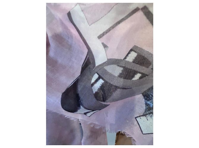 Chanel Schal aus Kaschmir und Seide Rosa Grau Pink - Ansicht 6