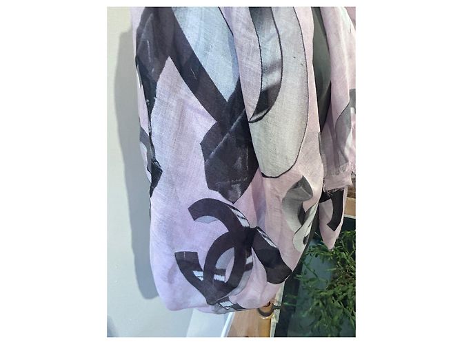 Chanel Schal aus Kaschmir und Seide Rosa Grau Pink - Ansicht 7