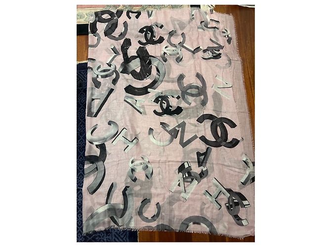 Chanel Schal aus Kaschmir und Seide Rosa Grau Pink - Ansicht 8