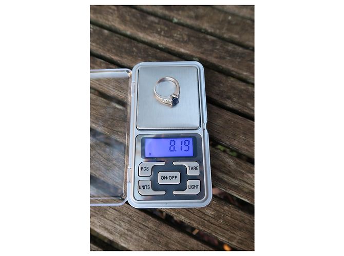 Autre Marque Ring aus Weißgold mit ovalem blauem Saphir und Diamanten Größe 55 Silber - Ansicht 13