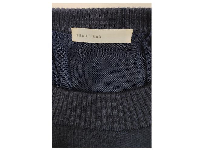 Sacai Luck Pulloverkleid Spitze Blau Grün - Ansicht 4