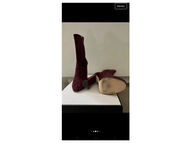 Bottines Dsquared2 en daim rouge foncé 38 Bordeaux - vue 3