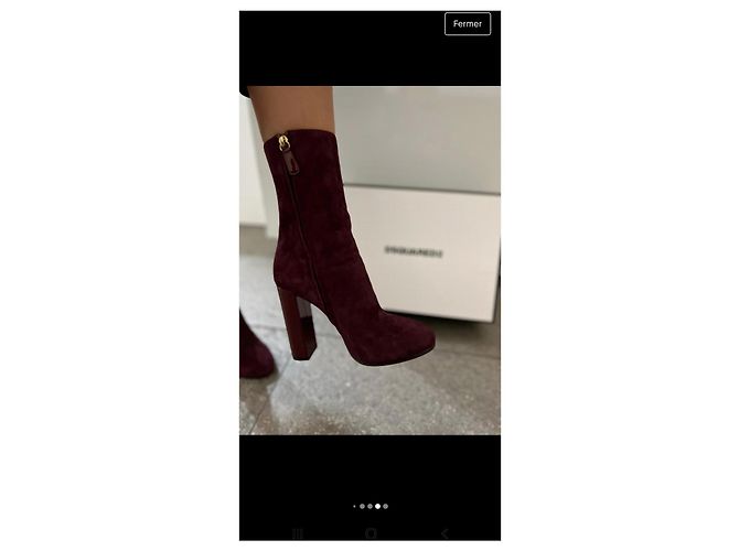 Bottines Dsquared2 en daim rouge foncé 38 Bordeaux - vue 4
