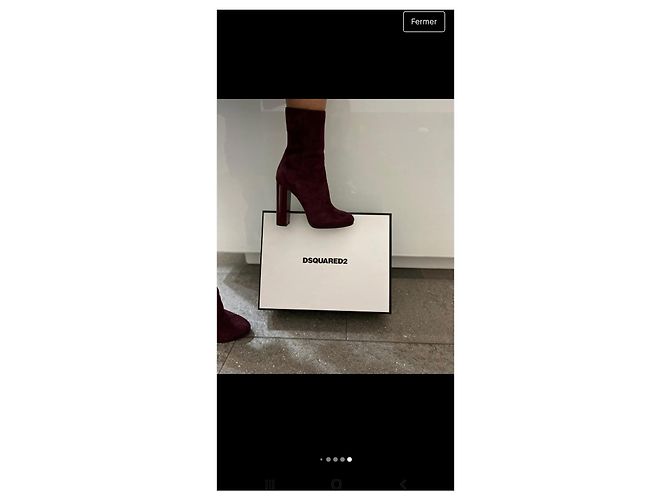 Bottines Dsquared2 en daim rouge foncé 38 Bordeaux - vue 5