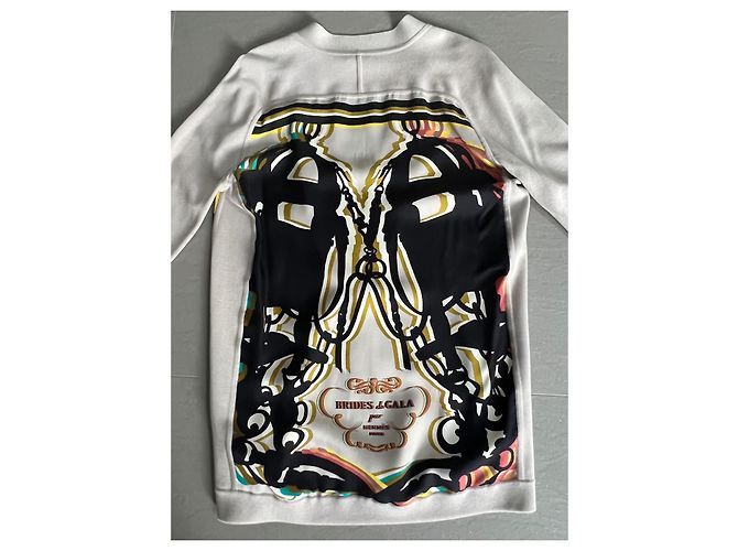 Hermès Cardigan Twillaine Brides de Gala Nero Beige Verde Grigio Giallo - vista 5