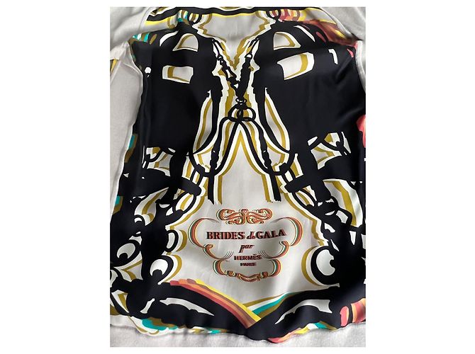 Hermès Cardigan Twillaine Brides de Gala Nero Beige Verde Grigio Giallo - vista 6