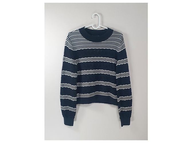 Club Monaco Pullover Schwarz Weiß Baumwolle Nylon S - Ansicht 2