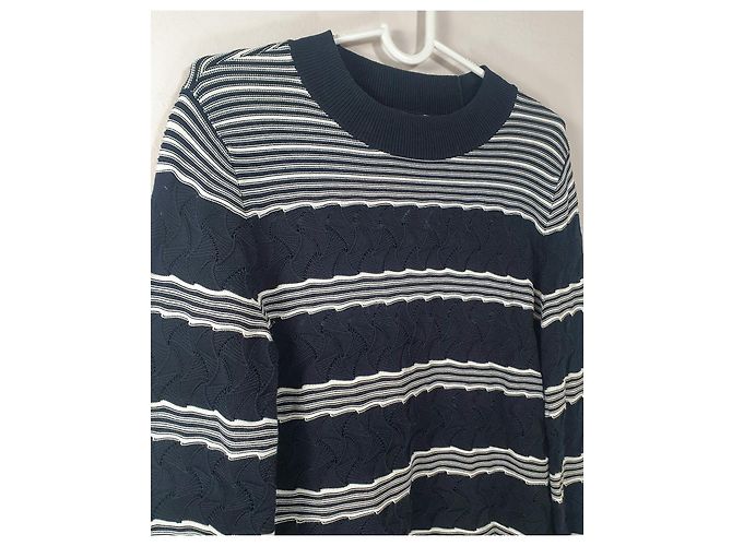 Club Monaco Pullover Schwarz Weiß Baumwolle Nylon S - Ansicht 3