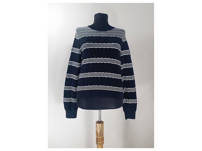 Club Monaco Pullover Schwarz Weiß Baumwolle Nylon S - Ansicht 4