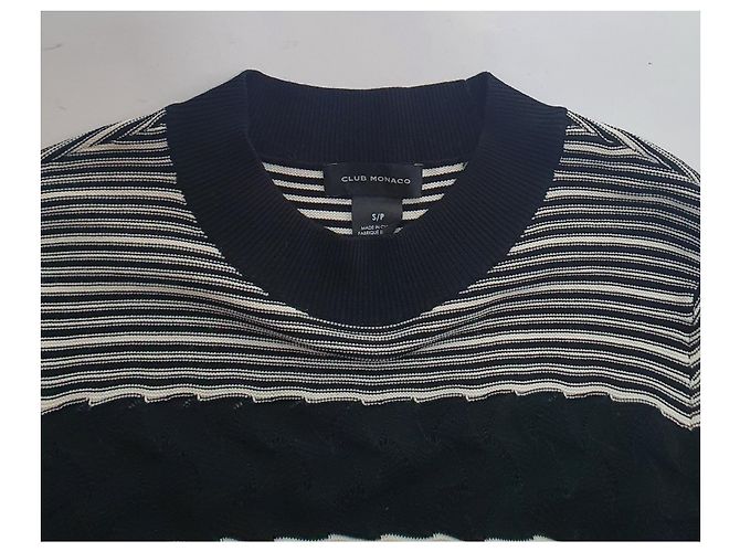 Club Monaco Pullover Schwarz Weiß Baumwolle Nylon S - Ansicht 6