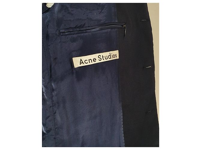 Blazer Acne Studios Drifter J Str Blu Navy Lana - vista 5