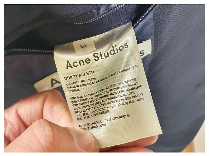 Blazer Acne Studios Drifter J Str Blu Navy Lana - vista 6
