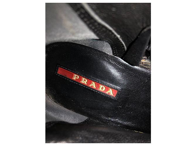 Stivali Biker Prada x Vibram in Nylon e Pelle Nero - vista 14