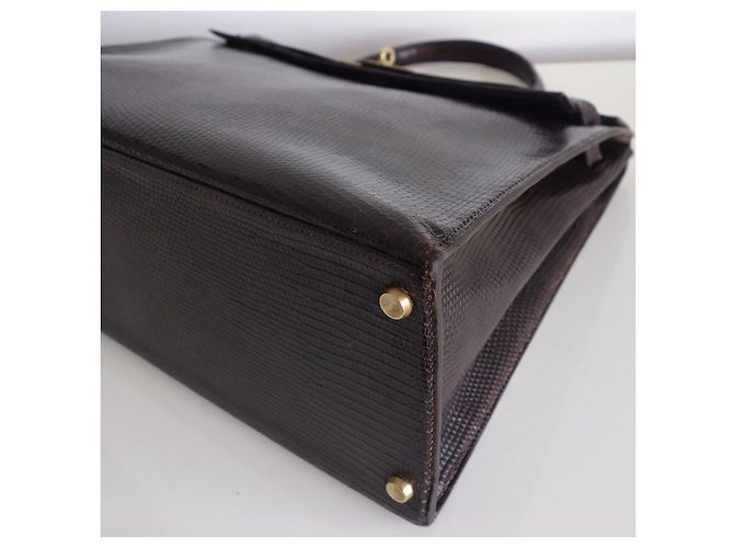 Hermès Borsa Hermes Kelly 35 lucertola Marrone - vista 10