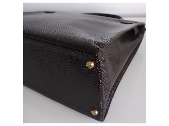 Hermès Borsa Hermes Kelly 35 lucertola Marrone - vista 11