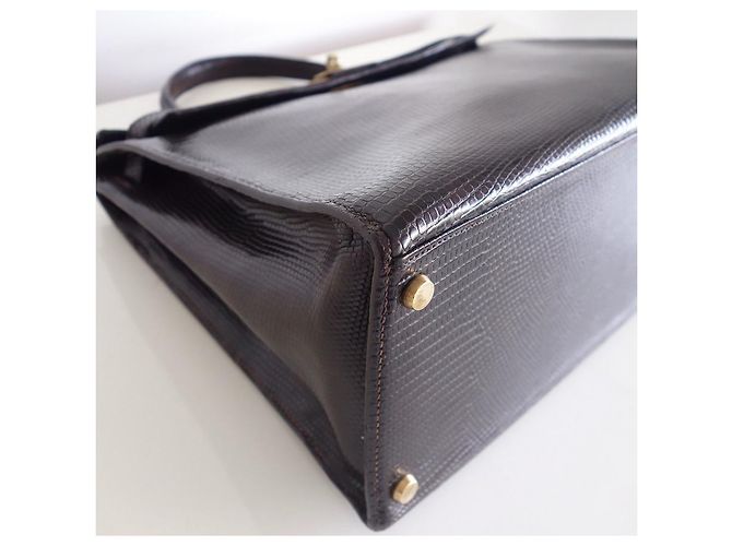 Hermès Borsa Hermes Kelly 35 lucertola Marrone - vista 12