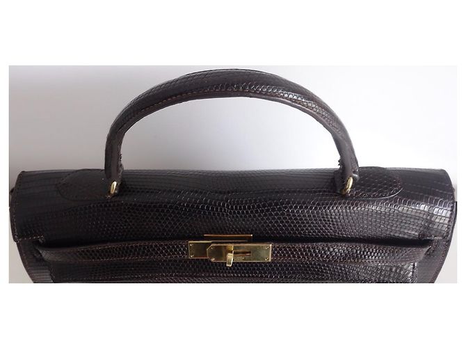 Hermès Borsa Hermes Kelly 35 lucertola Marrone - vista 13