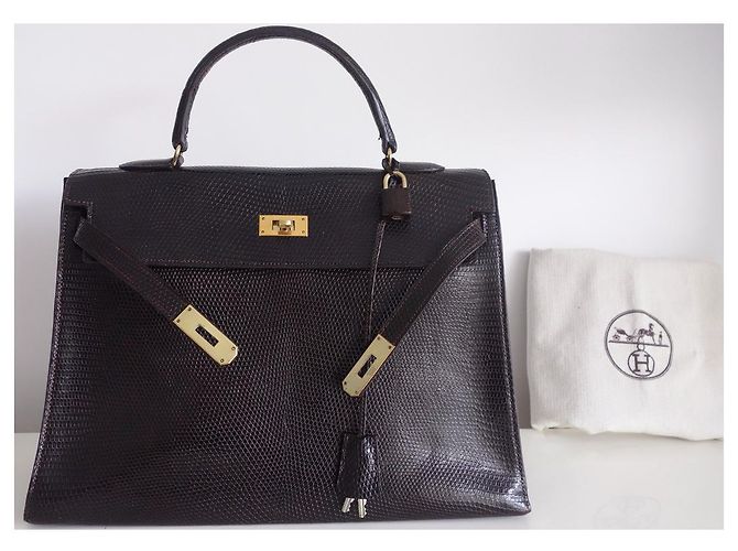Hermès Borsa Hermes Kelly 35 lucertola Marrone - vista 14