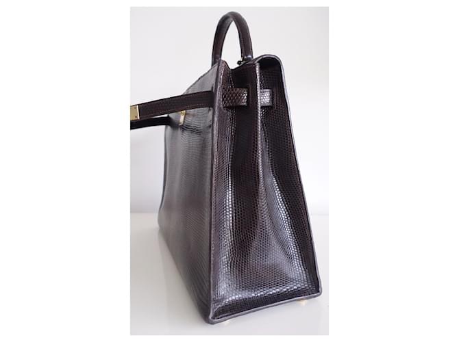 Hermès Borsa Hermes Kelly 35 lucertola Marrone - vista 3