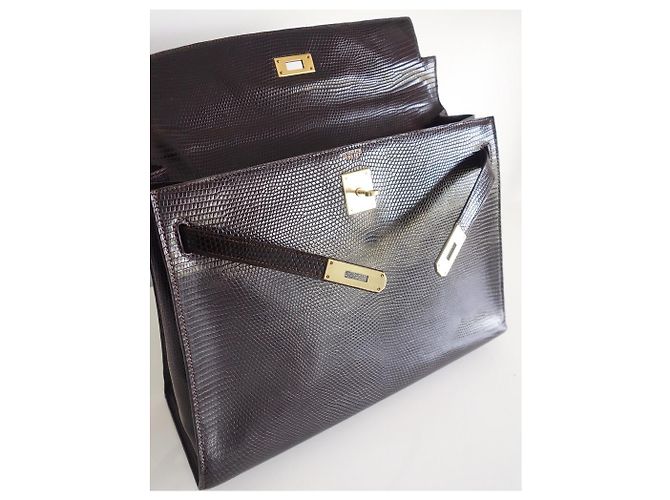 Hermès Borsa Hermes Kelly 35 lucertola Marrone - vista 5