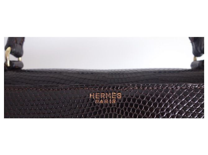 Hermès Borsa Hermes Kelly 35 lucertola Marrone - vista 7