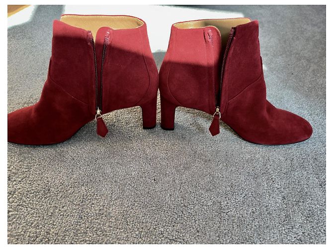 Botines Hermès Player de ante rojo oscuro Burdeos - vista 10