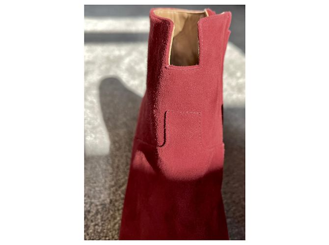 Botines Hermès Player de ante rojo oscuro Burdeos - vista 12