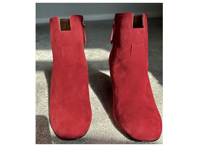 Botines Hermès Player de ante rojo oscuro Burdeos - vista 2