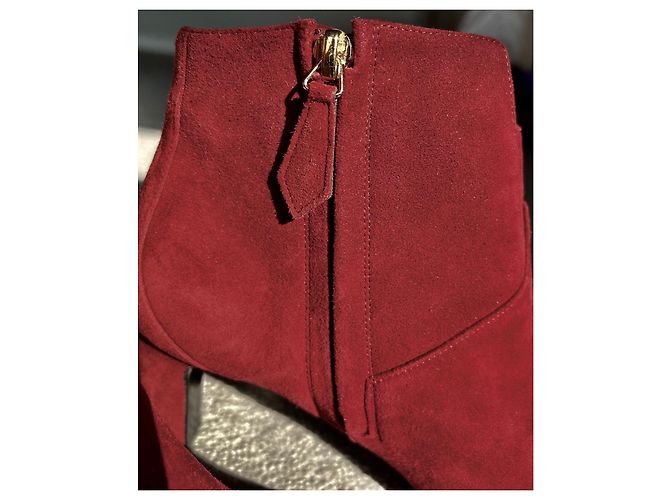 Botines Hermès Player de ante rojo oscuro Burdeos - vista 4
